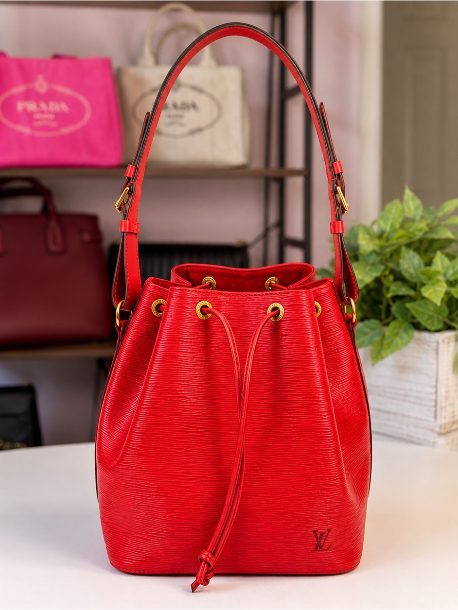 Louis Vuitton Red Epi Leather Drawstring Hobo Bag